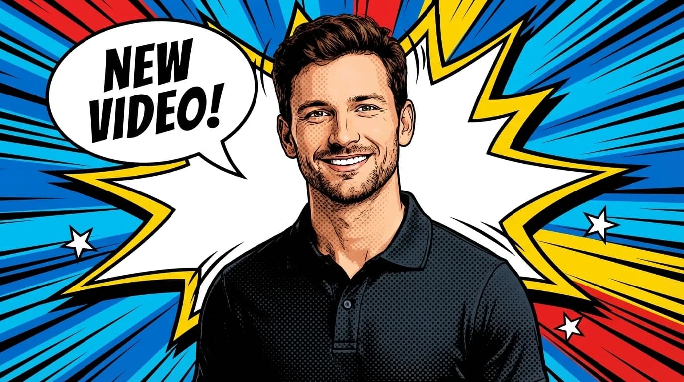 Exemplo de thumbnail de canal infantil no estilo Quadrinhos