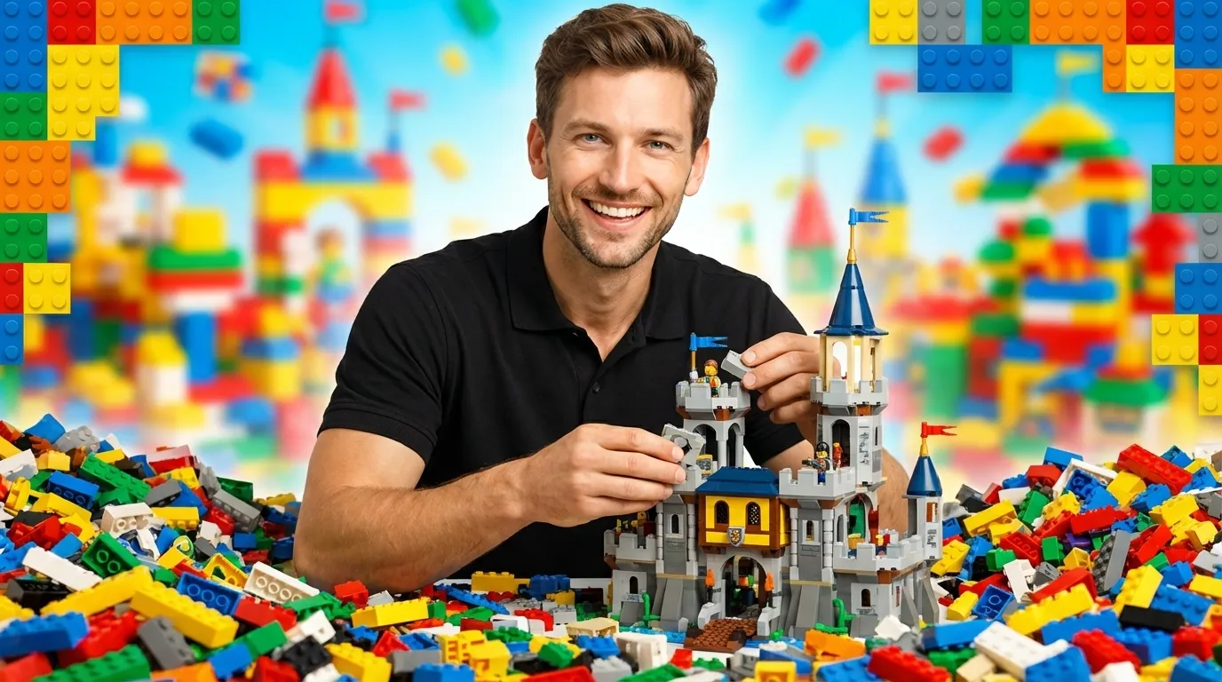 Exemplo de thumbnail de canal infantil no estilo Construção de blocos